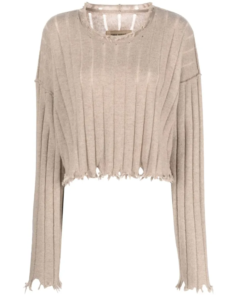 Uma Wang Kaschmirpullover in Distressed-Optik - Nude Nude