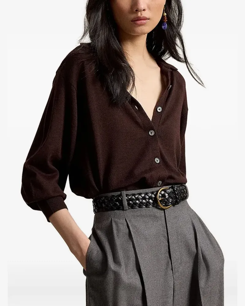 Ralph Lauren polo-collar wool blouson cardigan - Braun Braun