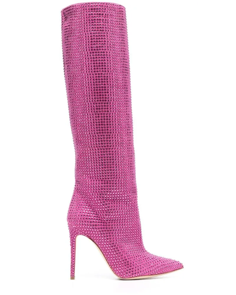 Paris Texas Holly Stiefel mit Kristallen 110mm - Rosa Rosa