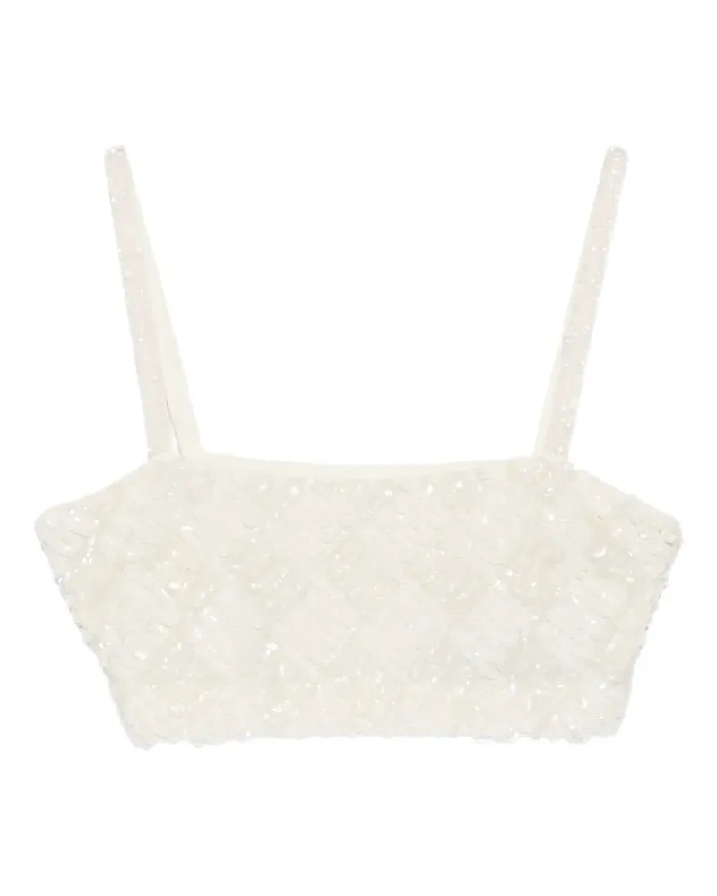 P.A.R.O.S.H. P.A.R.O H. Geometric Oberteil mit Pailletten - Weiß Weiß