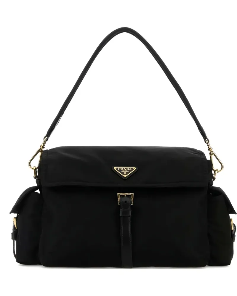 Prada Re-Nylon Schultertasche mit Klappentasche - Schwarz Schwarz