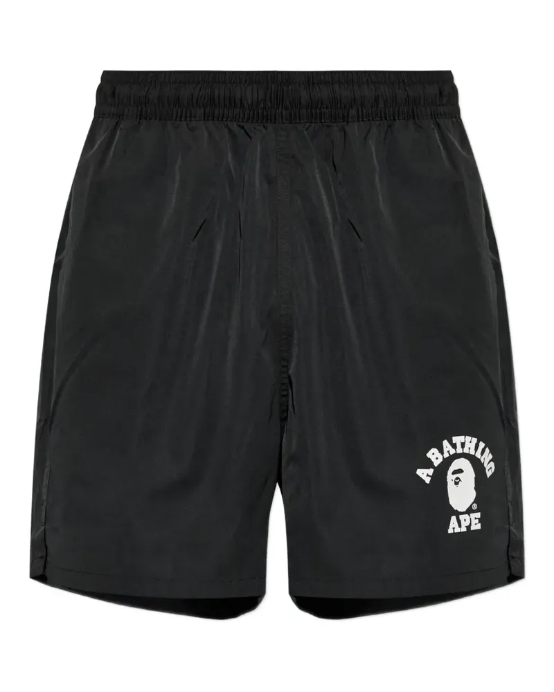 BAPE logo-print elasticated-waist shorts - Schwarz Schwarz