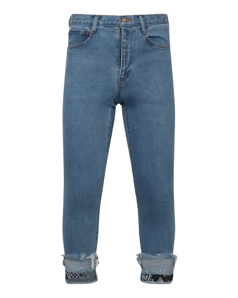 FACETASM Cropped-Jeans mit Print - Blau Blau