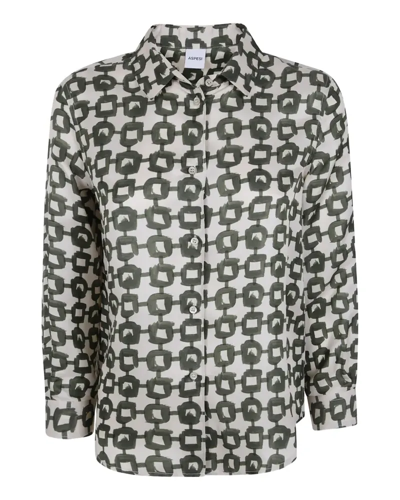 ASPESI geometric-print long-sleeve shirt - Nude Nude