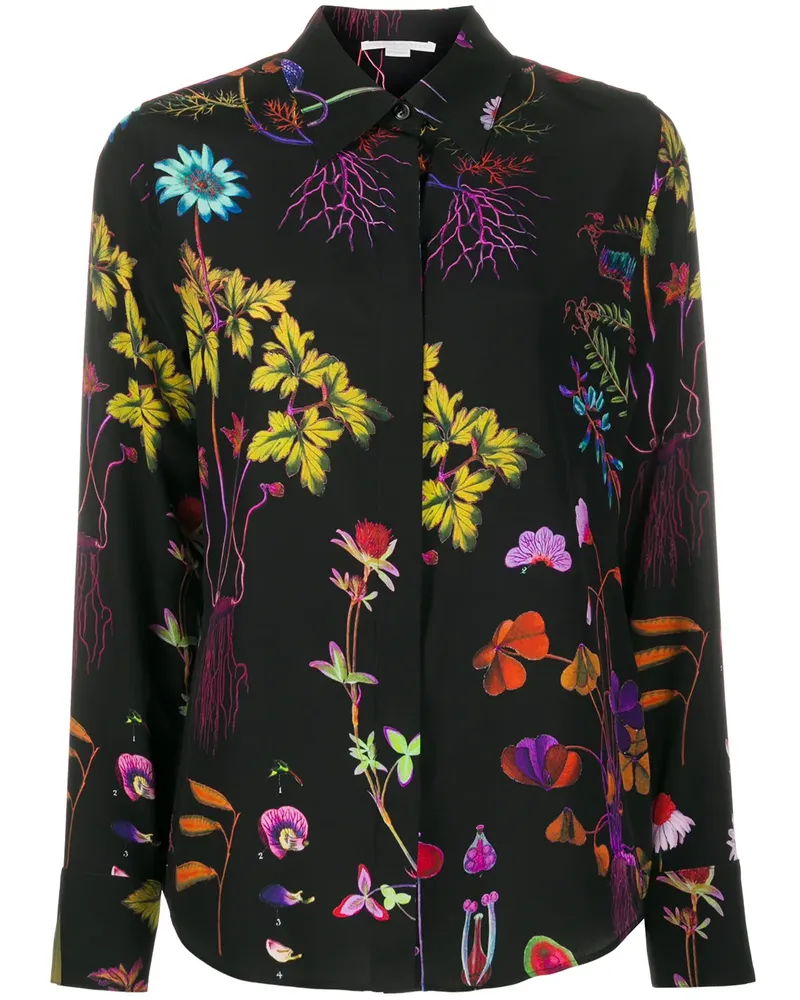 Stella McCartney Hemd mit Blumen-Print - Schwarz Schwarz