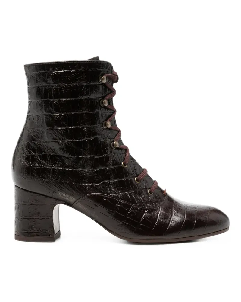 Chie Mihara croc-effect lace-up ankle boots - Braun Braun