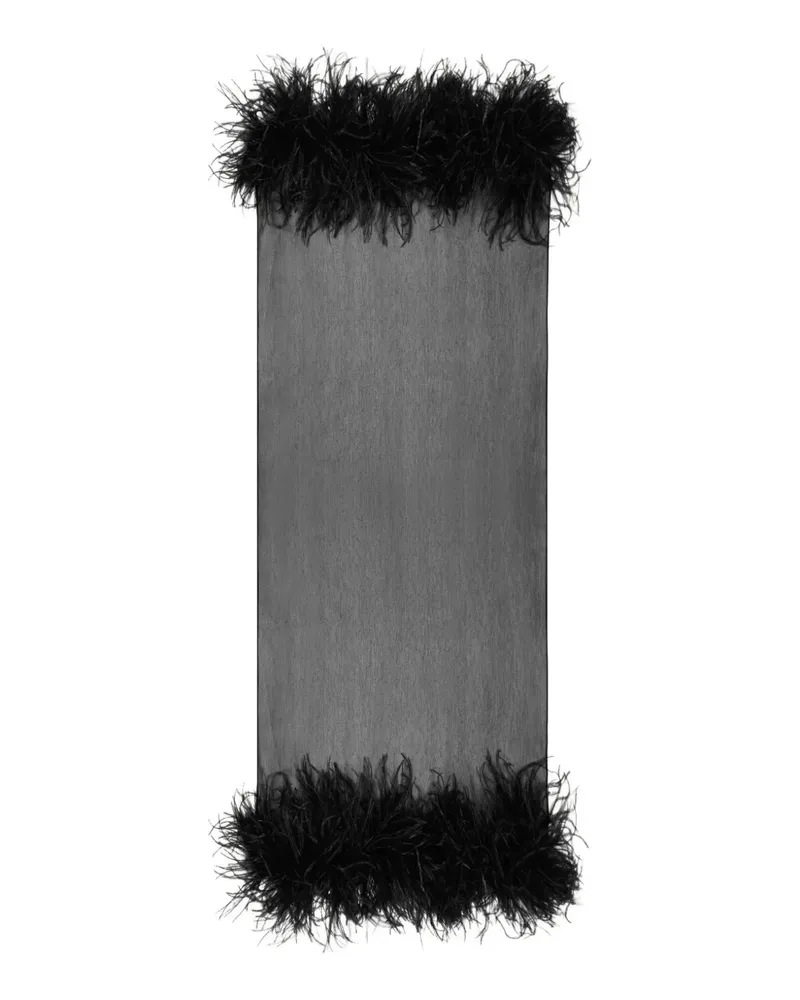 Taller Marmo Dita Spirito Stola mit Federn - Schwarz Schwarz