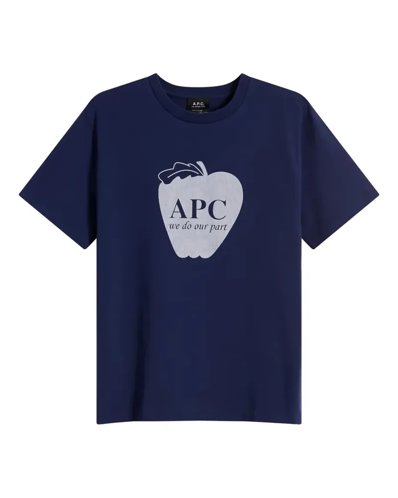 A.P.C. Arrow T-Shirt mit Apfel-Print - Blau Blau