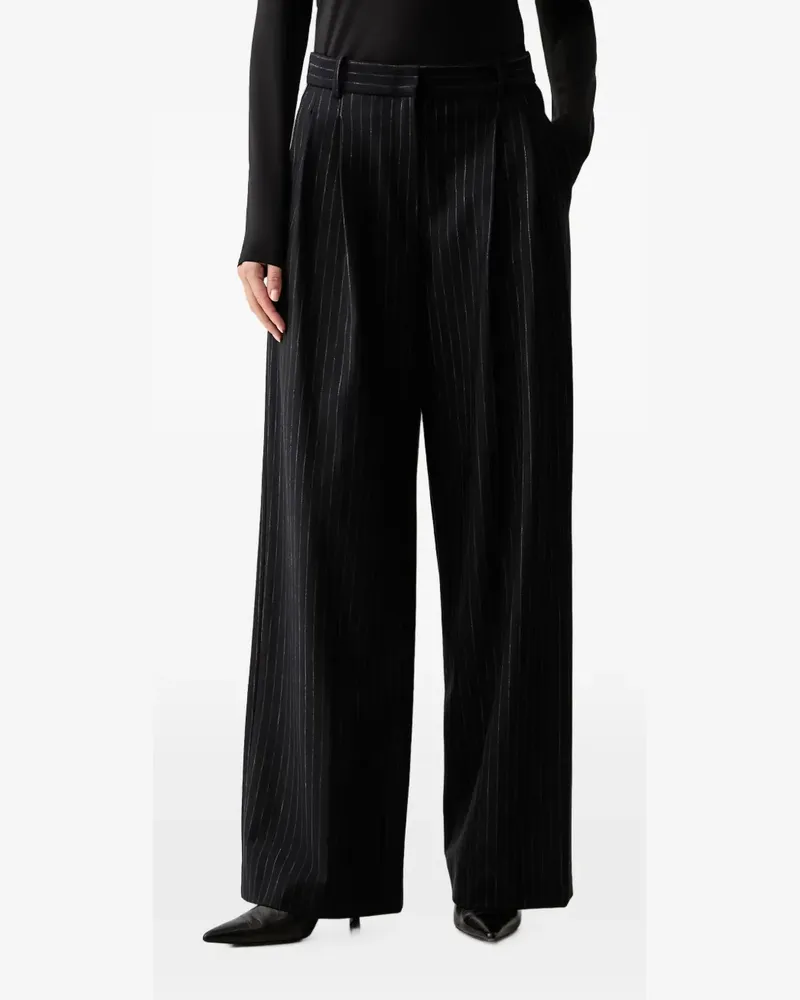 Luisa Spagnoli Pierre Bundfaltenhose mit Nadelstreifen - Schwarz Schwarz