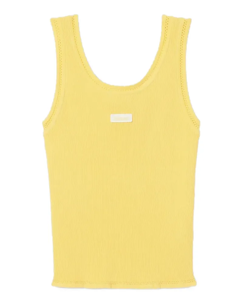 Claudie Pierlot ribbed-knit logo-patch tank top - Gelb Gelb