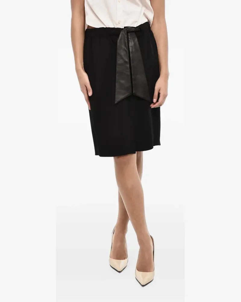 Dsquared2 leather-belt front-slit midi skirt - Schwarz Schwarz