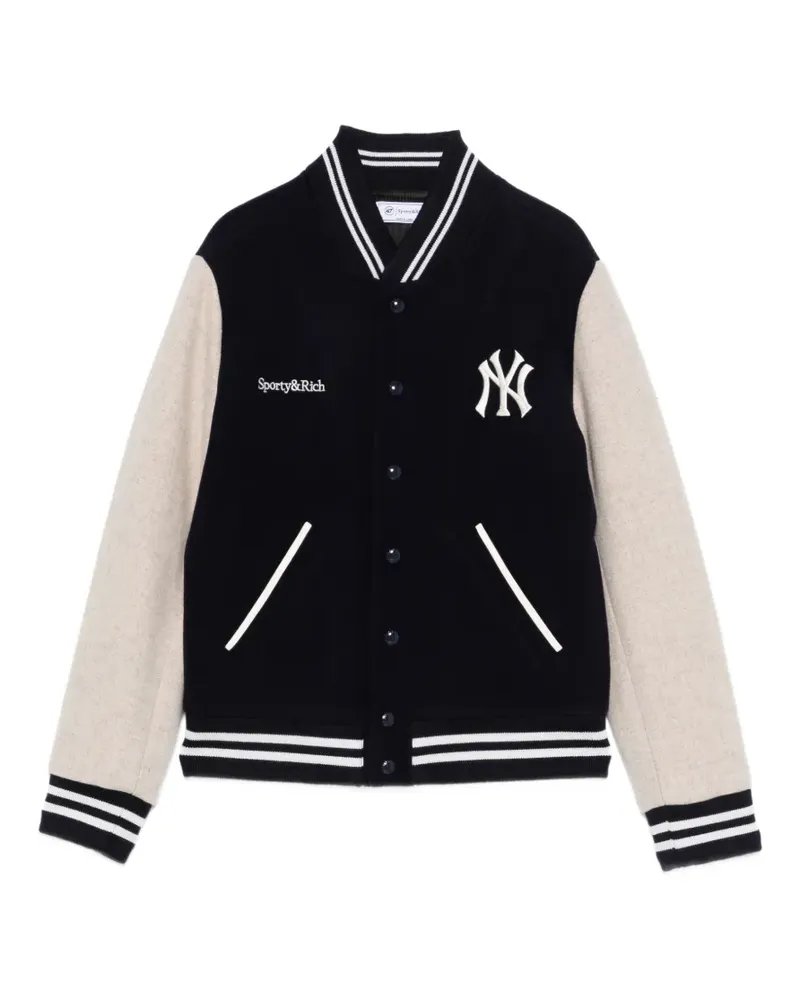 SPORTY & RICH Gestreifte Jacke mit Logo - Blau Blau