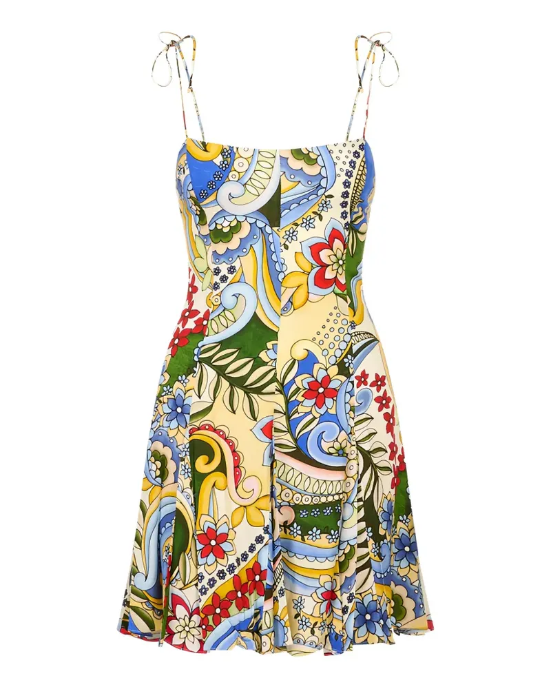 Alice + Olivia Jeanette Minikleid mit Schleifenverschluss - Gelb Gelb