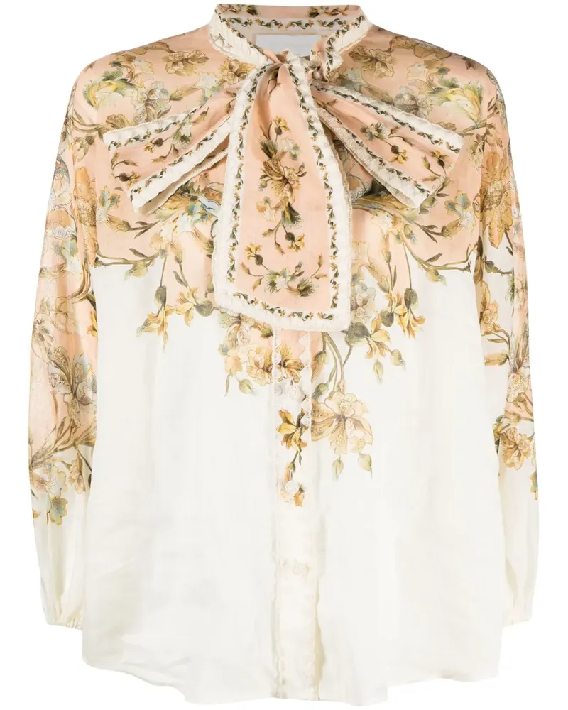 Zimmermann Bluse mit Schleifenkragen - Rosa Rosa