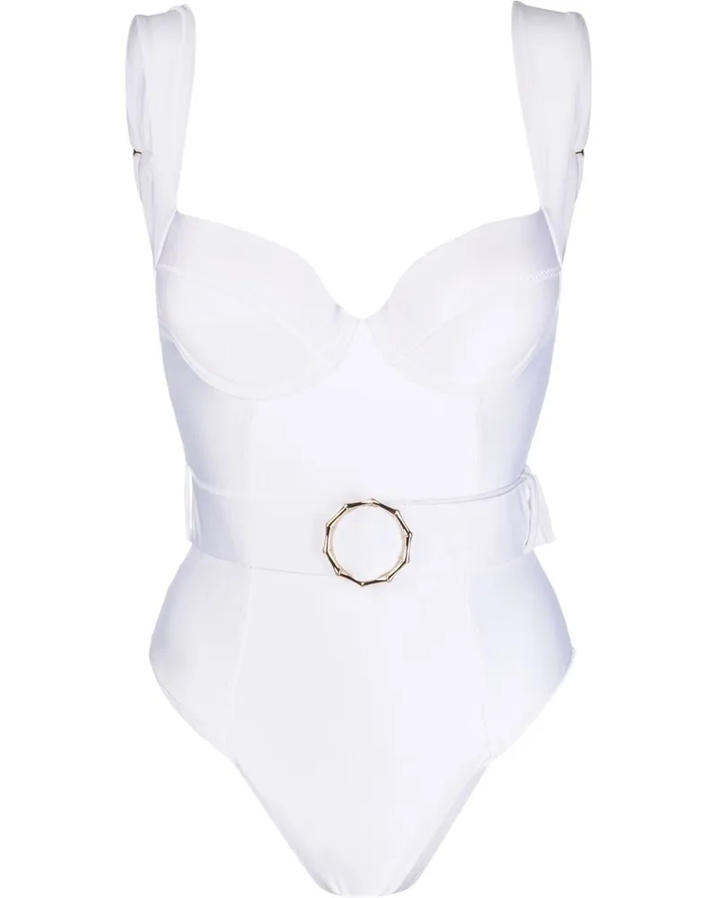 Noire Swimwear Badeanzug mit Gürtel - Weiß Weiß