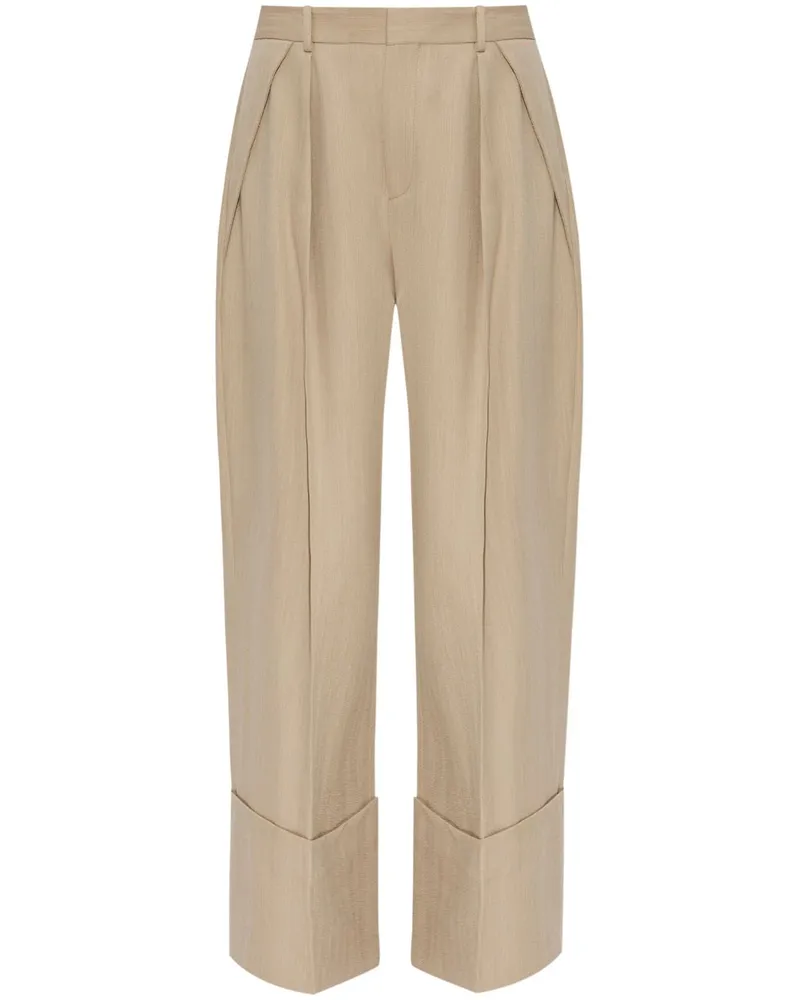 Victoria Beckham Maxi Hose mit Umschlag - Nude Nude