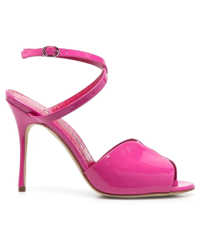 Manolo Blahnik Hourani Sandalen aus Lackleder 110mm Rosa