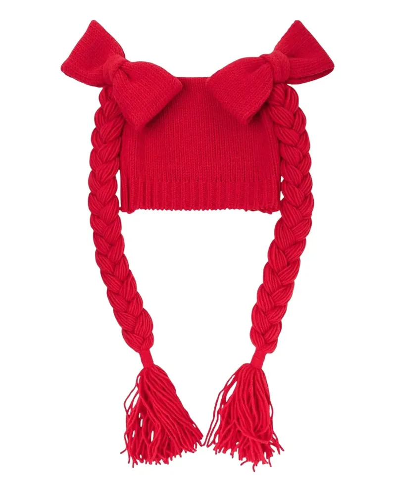 Comme des Garçons bow-embellished knitted beanie - Rot Rot