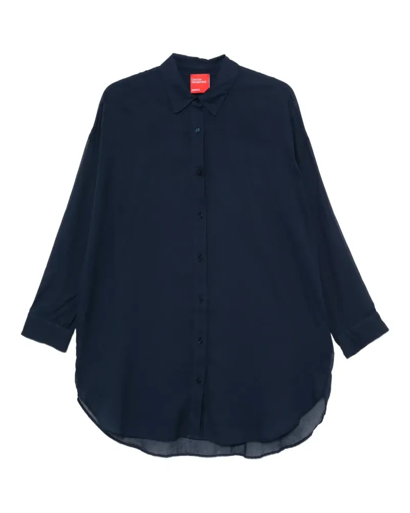 ..,merci contrast-stitch curved-hem shirt - Blau Blau