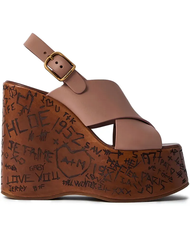 Chloé Maxime Wedge-Sandalen mit überkreuzten Riemen 130mm - 6E4|BLUSH PINK 6e4