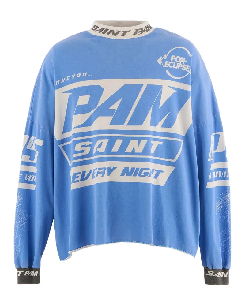 SAINT MXXXXXX printed long-sleeved T-shirt - Blau Blau