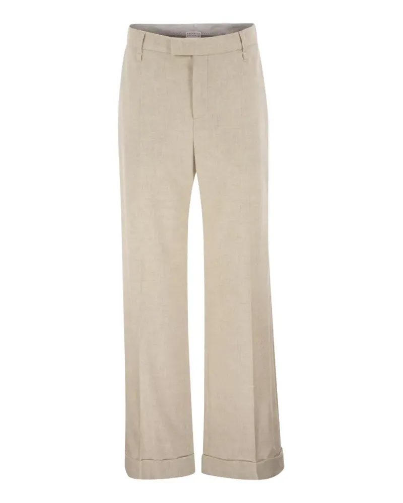Brunello Cucinelli turn-up-hem tailored trousers - Nude Nude