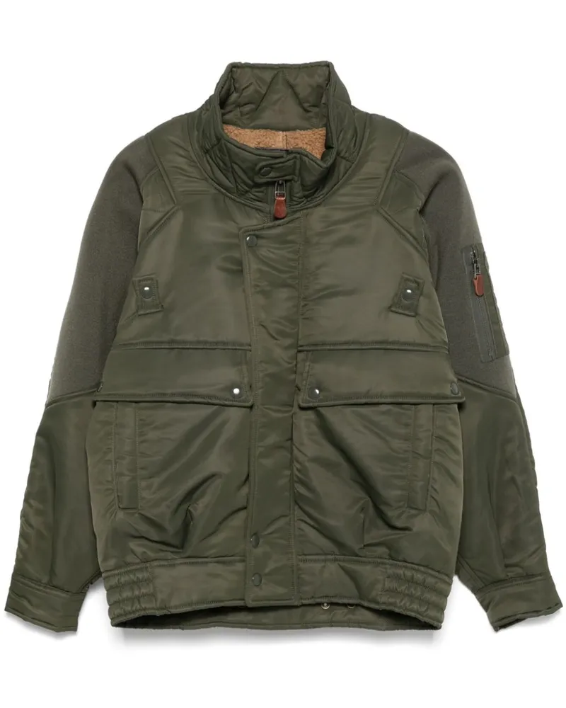R13 Bomberjacke mit gerippten Einsätzen - Grün Grün