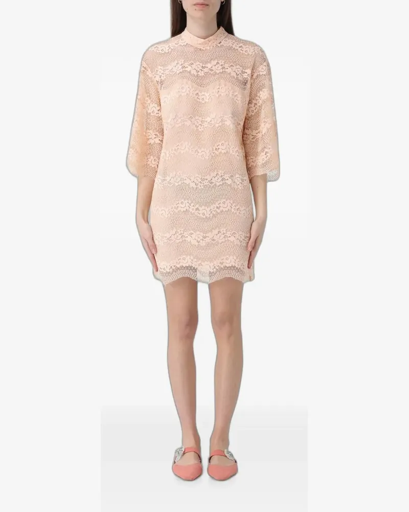 Twin-Set lace-panelled shift mini dress - Rosa Rosa