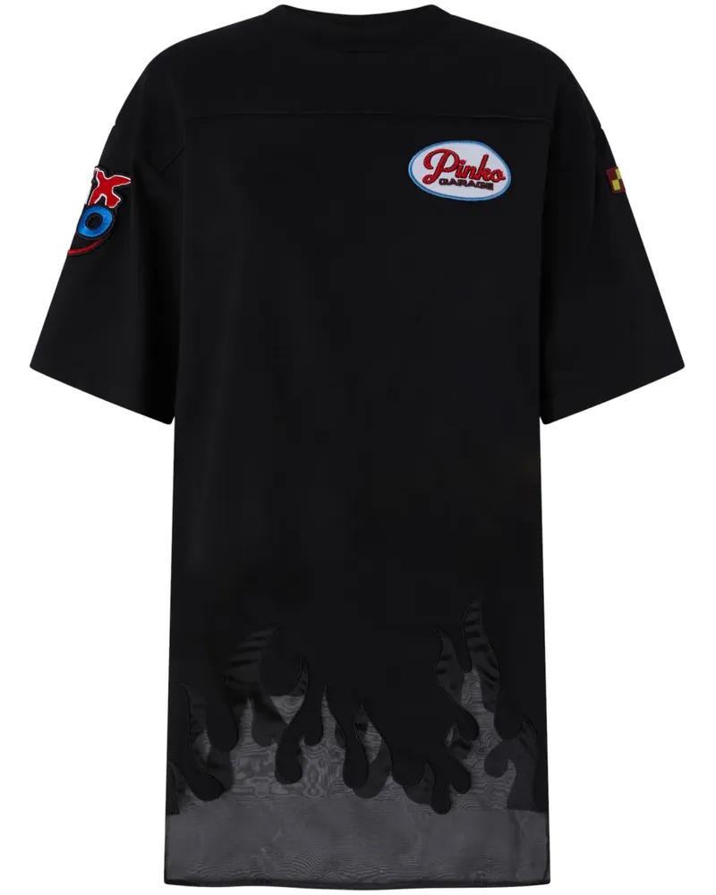 Pinko T-Shirt mit Logo-Applikation - Schwarz Schwarz