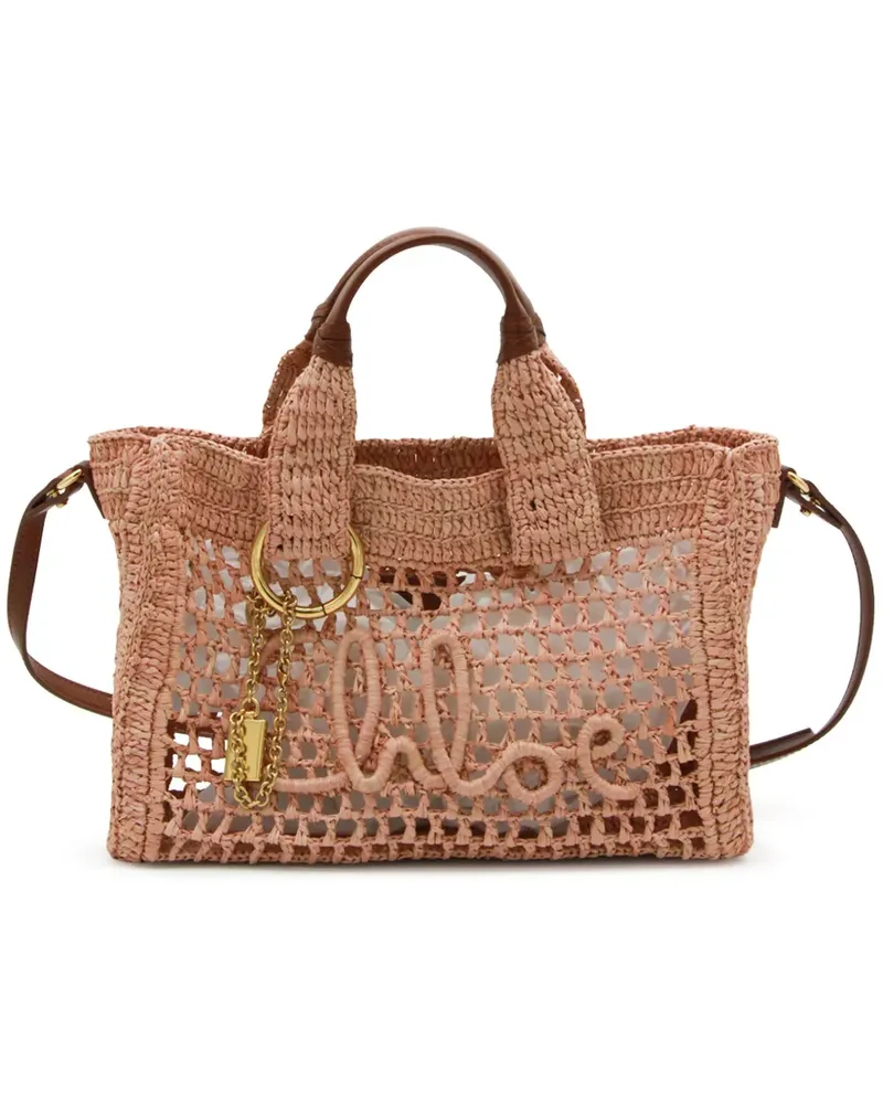 Chloé Tote Bag aus Bast mit Logo-Stickerei - Nude Nude