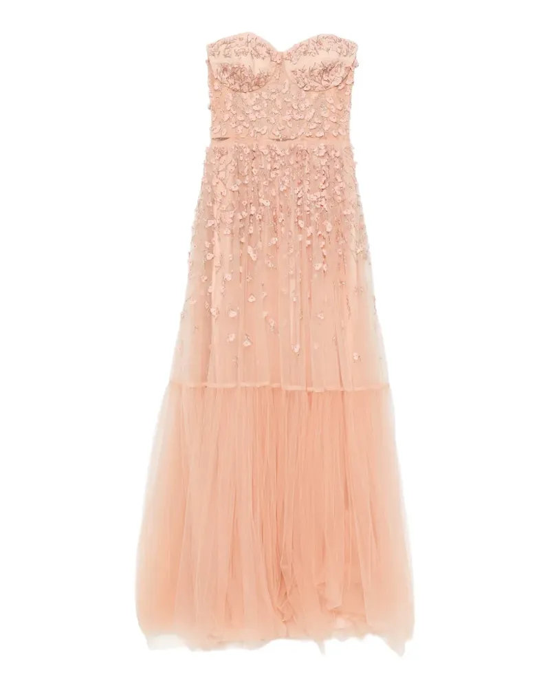 Elisabetta Franchi floral-appliqué tulle maxi dress - Rosa Rosa