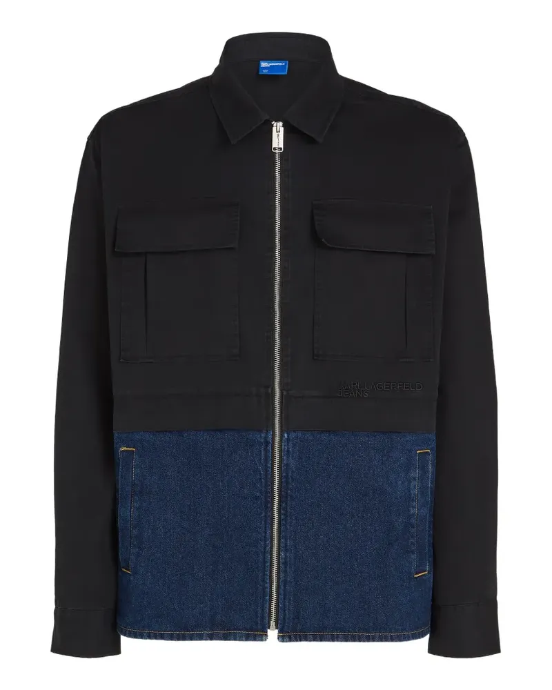 Karl Lagerfeld Reißverschluss-Hemdjacke im Layering-Look - Schwarz Schwarz