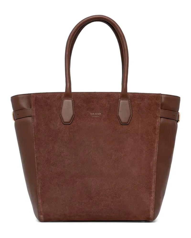 Guess Anitha suede-panel tote bag - Braun Braun