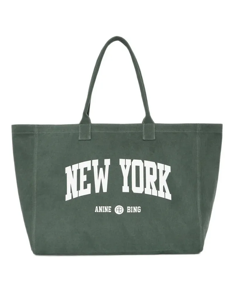 Anine Bing Leo Canvas New York University Tote Bag - Grün Grün
