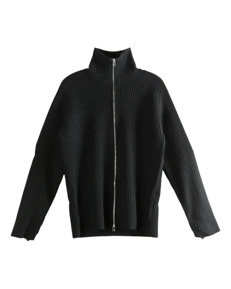 Omar Afridi Gerippter Cardigan mit Reißverschluss - Schwarz Schwarz