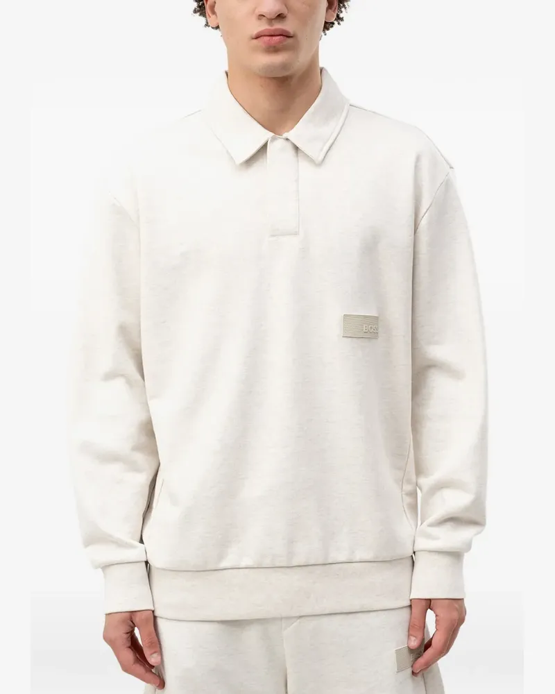 HUGO BOSS Polokragen-Pullover mit Logo-Patch - Nude Nude