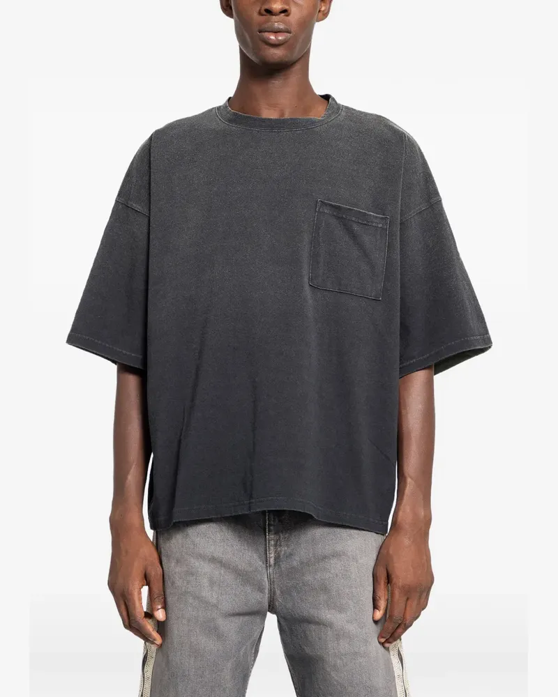 KAPITAL T-Shirt mit Brusttasche - Schwarz Schwarz