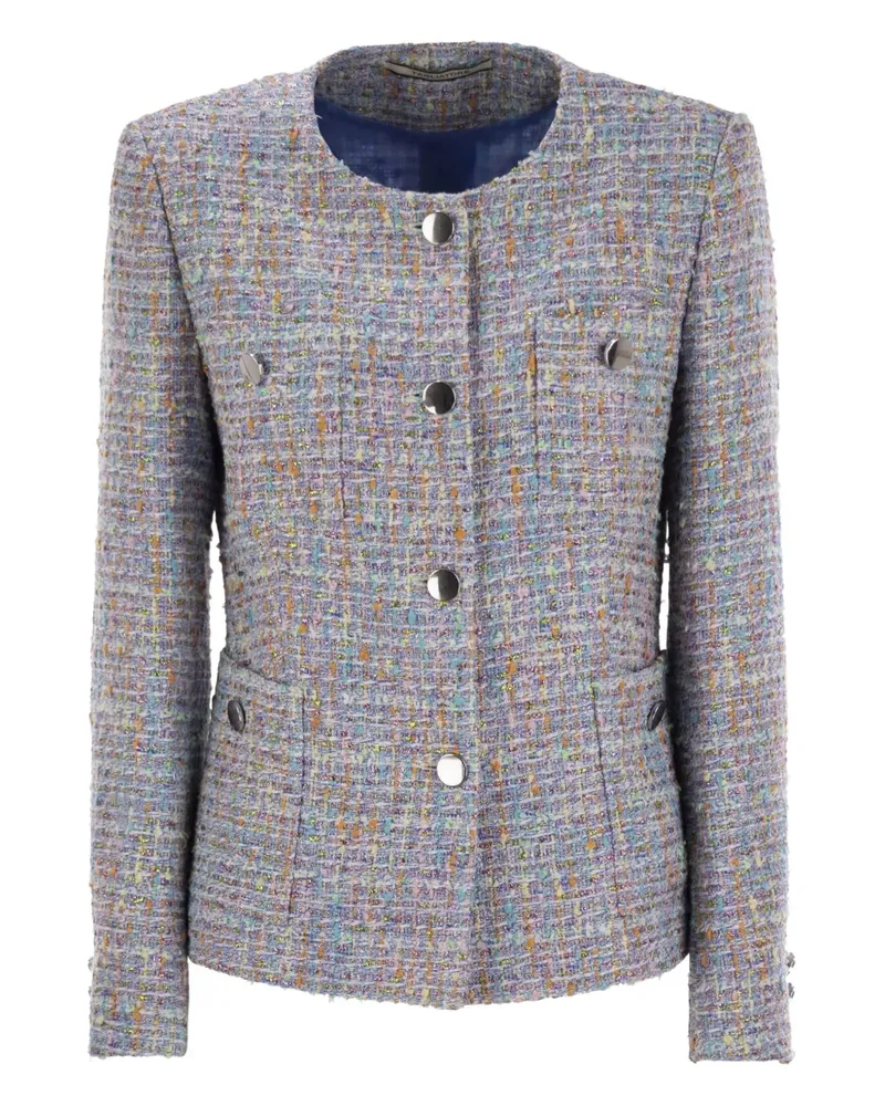 Tagliatore patch-pockets crew-neck jacket - Blau Blau