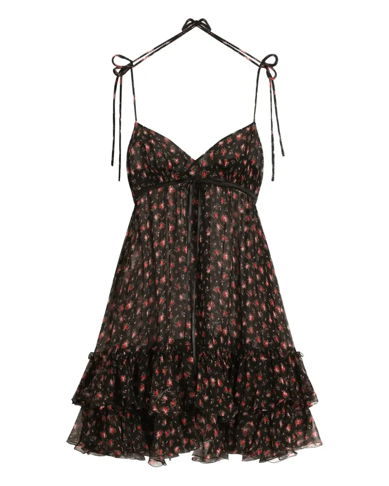 Dolce & Gabbana Minikleid mit Blumenmuster - Schwarz Schwarz