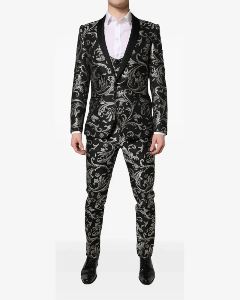 Dolce & Gabbana Martini baroque-jacquard three-piece suit - Schwarz Schwarz