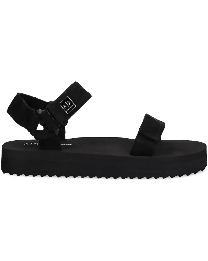 Armani Exchange Flatform-Sandalen mit Klettverschluss - Schwarz Schwarz