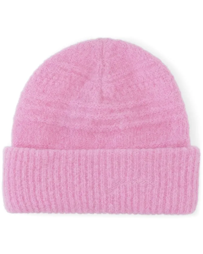 Ganni Beanie mit Logo-Stickerei Rosa