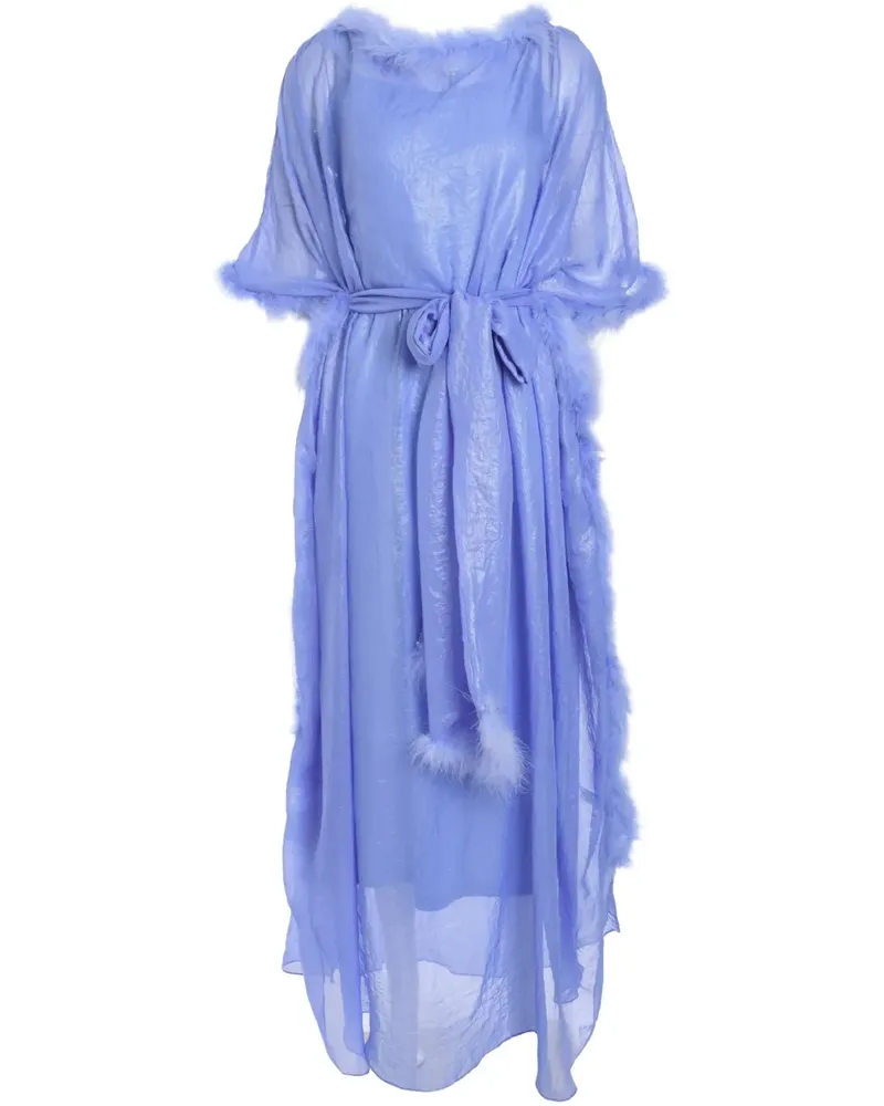 Baruni Maxikleid mit Federbesatz - Blau Blau