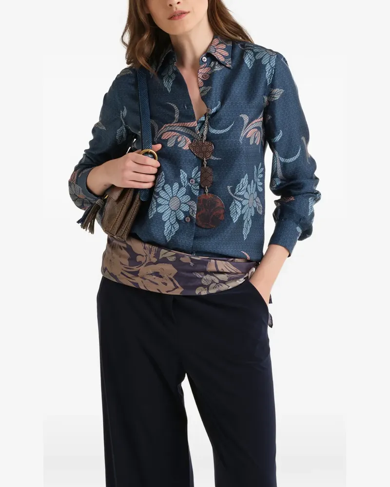 Maliparmi Seidenhemd mit Blumenmuster - Blau Blau