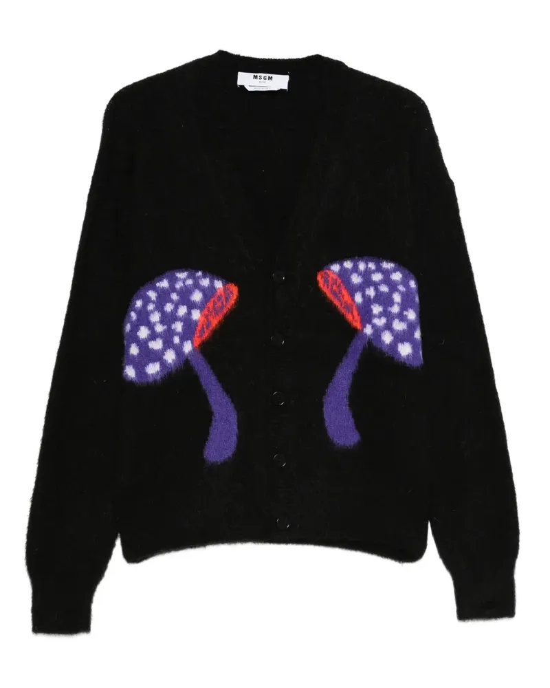 MSGM Cardigan mit Pilzapplikation - Schwarz Schwarz