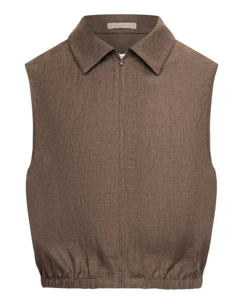 12 STOREEZ Bessette Top aus Leinen - Braun Braun