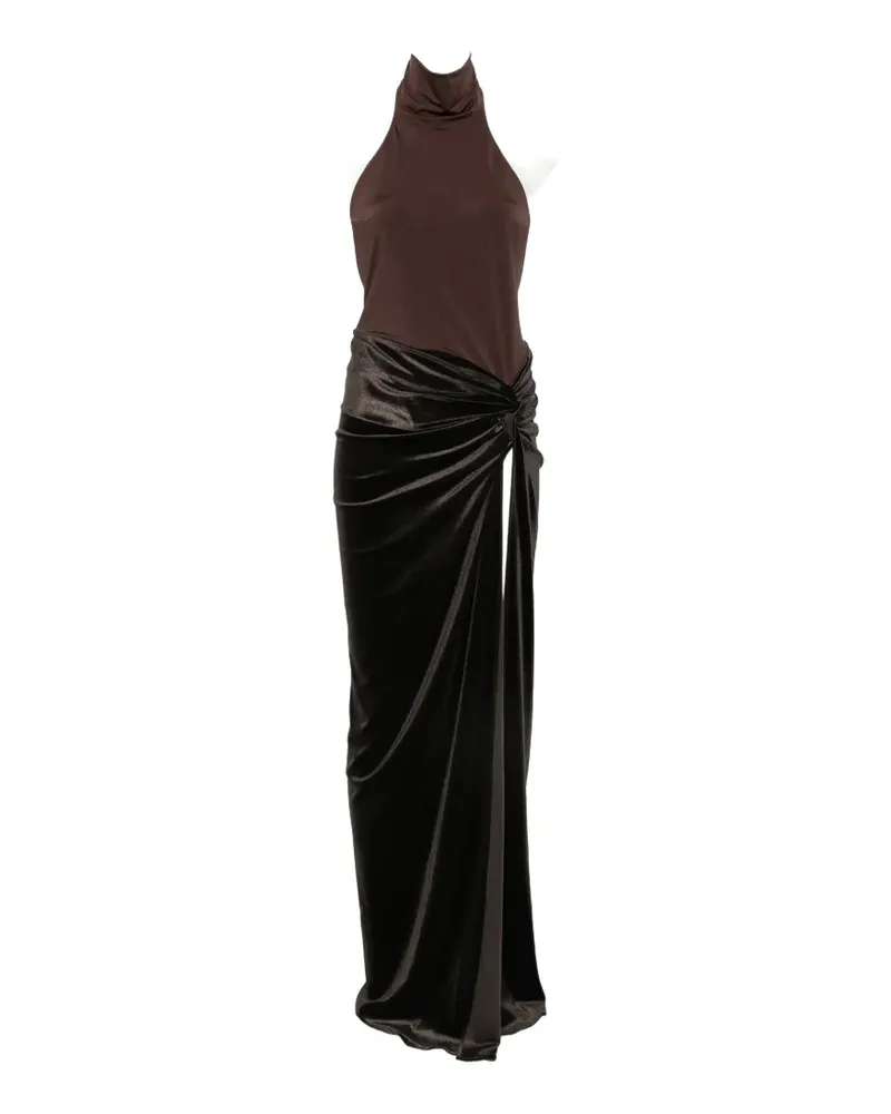 ANDAMANE halterneck backless bodysuit maxi dress - Braun Braun