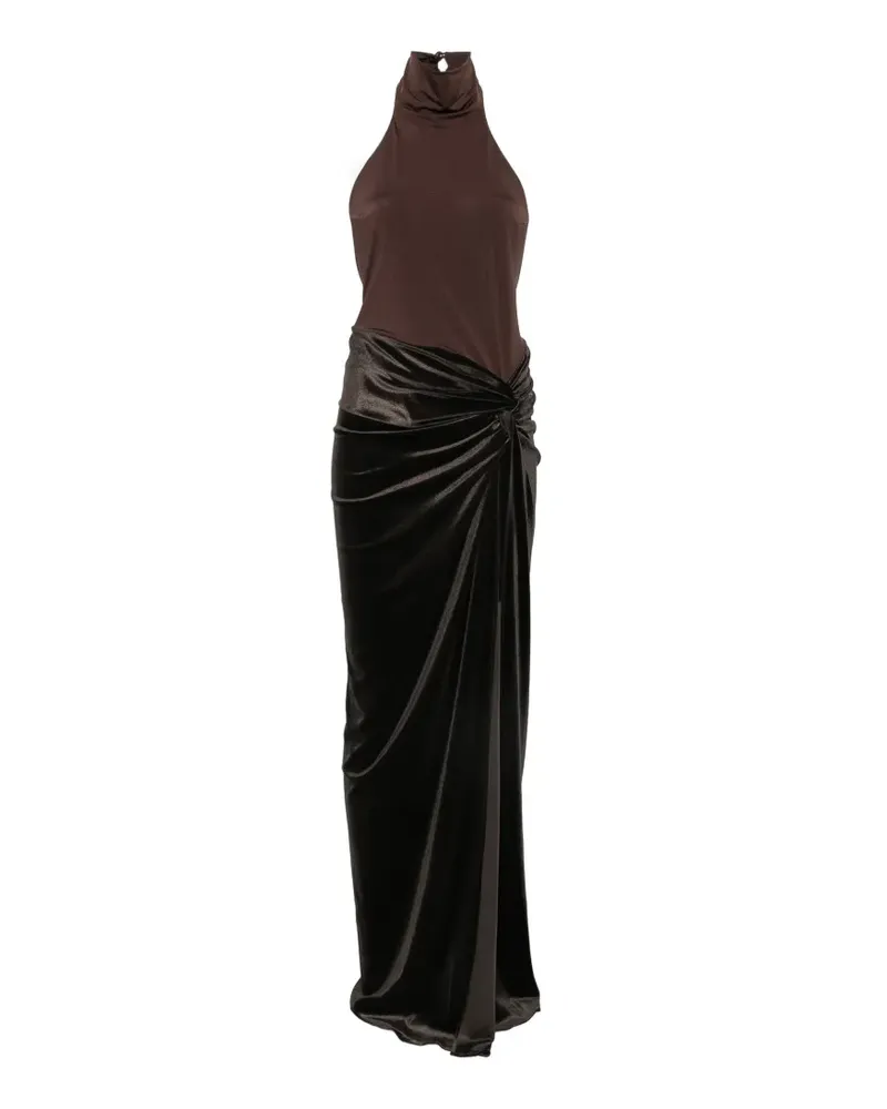 ANDAMANE Rückenfreies Neckholder-Maxikleid - Braun Braun