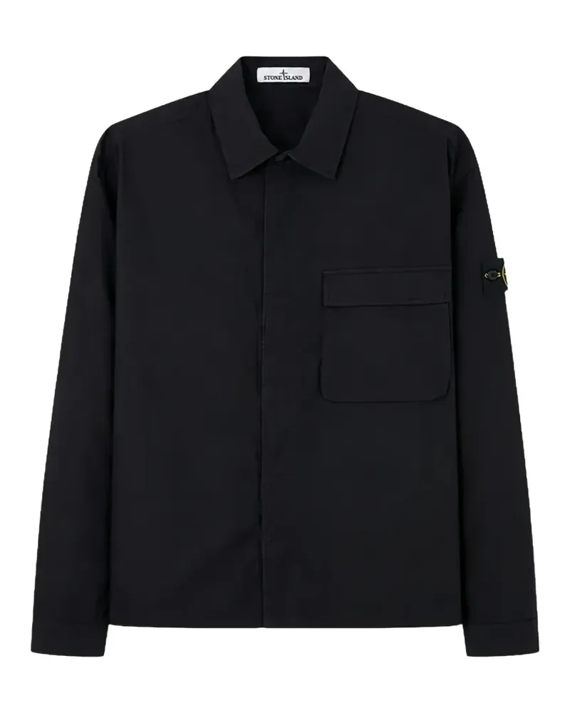 Stone Island logo-patch pocket overshirt - Schwarz Schwarz