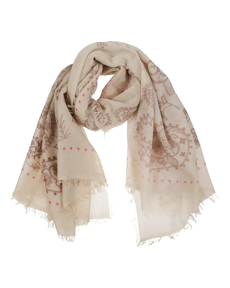 Mala Alisha Como floral-print fringed scarf - Nude Nude